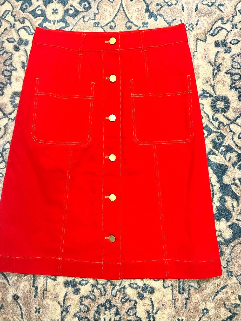 Lesley Evers Red Button Front Mini Skirt Size Medium